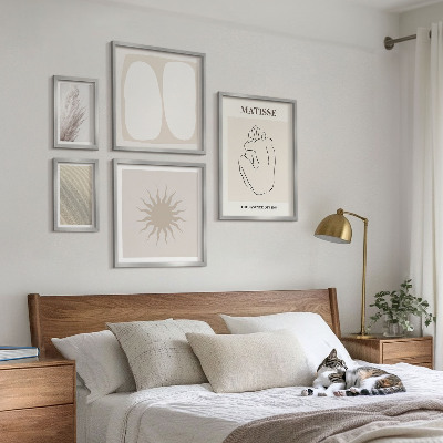 5 paveikslų rinkinys su rėmais Minimalistinės boho stiliaus formos