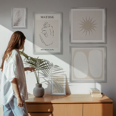 5 paveikslų rinkinys su rėmais Minimalistinės boho stiliaus formos