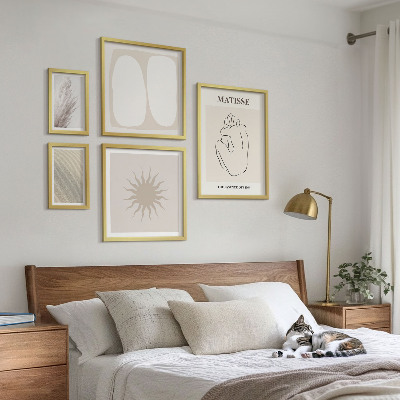 5 paveikslų rinkinys su rėmais Minimalistinės boho stiliaus formos
