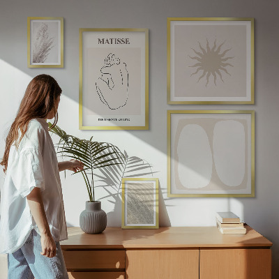 5 paveikslų rinkinys su rėmais Minimalistinės boho stiliaus formos
