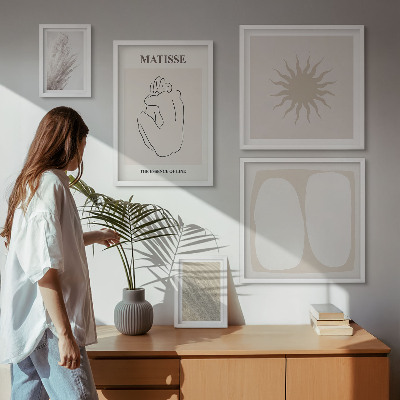 5 paveikslų rinkinys su rėmais Minimalistinės boho stiliaus formos