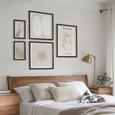 5 paveikslų rinkinys su rėmais Minimalistinės boho stiliaus formos