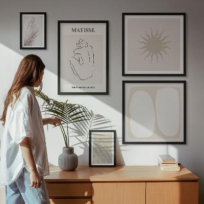5 paveikslų rinkinys su rėmais Minimalistinės boho stiliaus formos
