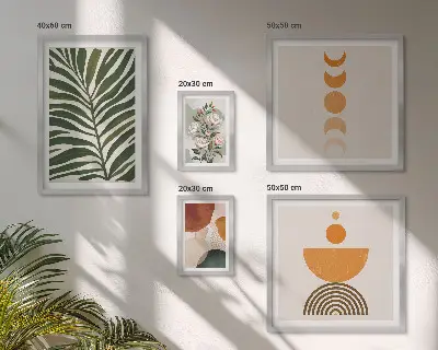 Sienų galerijos komplektas bohemiško stiliaus augalų raštų paveikslai