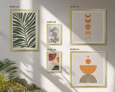 Sienų galerijos komplektas bohemiško stiliaus augalų raštų paveikslai