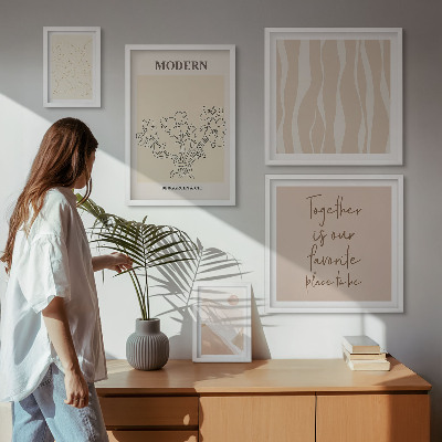 5 paveikslų rinkinys su rėmais Modernus minimalistinio stiliaus rinkinys