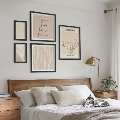 5 paveikslų rinkinys su rėmais Modernus minimalistinio stiliaus rinkinys