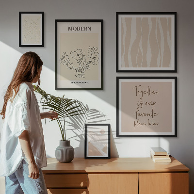 5 paveikslų rinkinys su rėmais Modernus minimalistinio stiliaus rinkinys