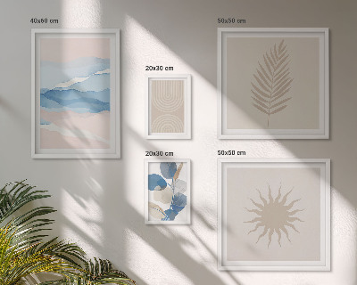 5 paveikslų rinkinys su rėmais Abstrakčios augalų bangos