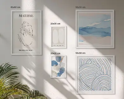 Sieninė paveikslų galerija stilinga gamtos abstrakčios grafikos kompozicija