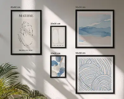 Sieninė paveikslų galerija stilinga gamtos abstrakčios grafikos kompozicija