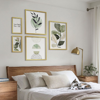 5 paveikslų rinkinys su rėmais Stilinga augalų interjero grafika