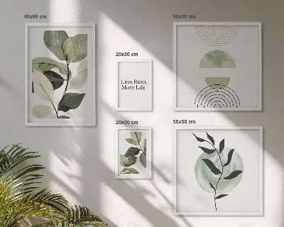 Stilinga augalų interjero grafika 5 paveikslų rinkinys su rėmais