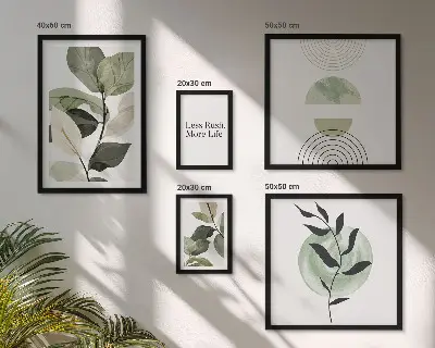 Stilinga augalų interjero grafika 5 paveikslų rinkinys su rėmais