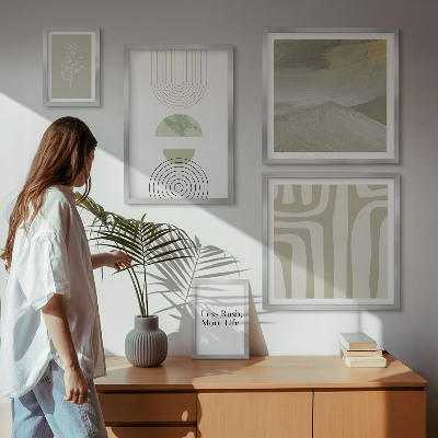 Paveikslų rinkinys miegamajam Stilinga pastelinė gamtos grafika