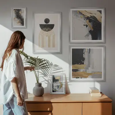 Abstraktios modernios kompozicijos sieninė paveikslų galerija