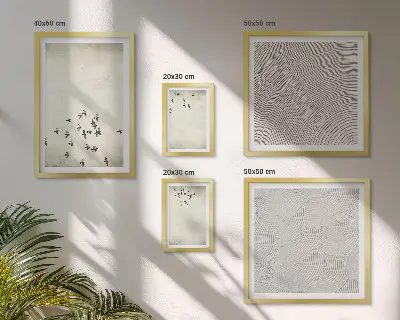 Minimalistinis paukščių piešinys 5 paveikslų rinkinys su rėmais
