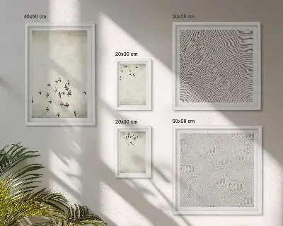 Minimalistinis paukščių piešinys 5 paveikslų rinkinys su rėmais