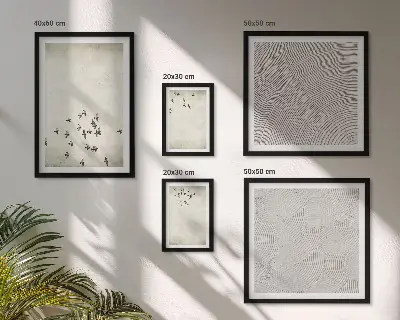 Minimalistinis paukščių piešinys 5 paveikslų rinkinys su rėmais