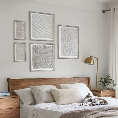 5 paveikslų rinkinys su rėmais Smėlio raštai, struktūros, geometrija