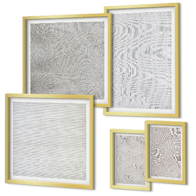 5 paveikslų rinkinys su rėmais Smėlio raštai, struktūros, geometrija
