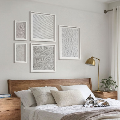 5 paveikslų rinkinys su rėmais Smėlio raštai, struktūros, geometrija