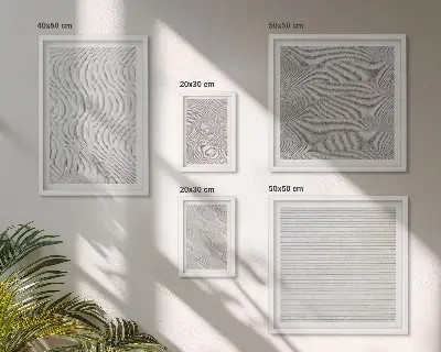 5 paveikslų rinkinys su rėmais smėlio raštai, struktūros ir geometrija