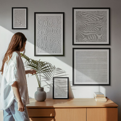 5 paveikslų rinkinys su rėmais Smėlio raštai, struktūros, geometrija