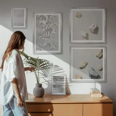 Paveikslų rinkinys miegamajam modernaus minimalistinio tekstūros stiliaus