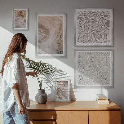 5 paveikslų rinkinys su rėmais Marmuro akmens tekstūros raštai
