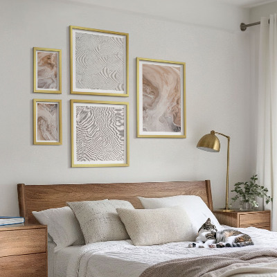 5 paveikslų rinkinys su rėmais Marmuro akmens tekstūros raštai