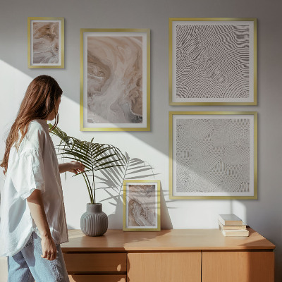 5 paveikslų rinkinys su rėmais Marmuro akmens tekstūros raštai