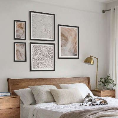 5 paveikslų rinkinys su rėmais Marmuro akmens tekstūros raštai