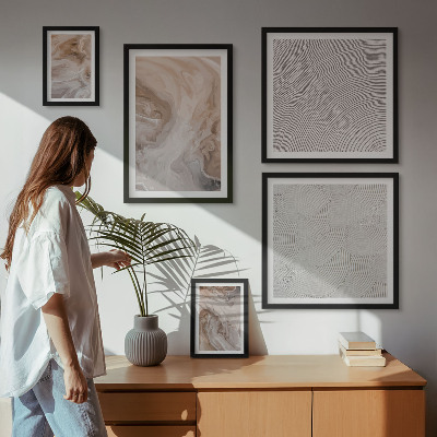 5 paveikslų rinkinys su rėmais Marmuro akmens tekstūros raštai