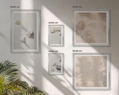 Paveikslų rinkinys miegamajam boho stiliaus akmenų ir paplūdimio dekoracijos