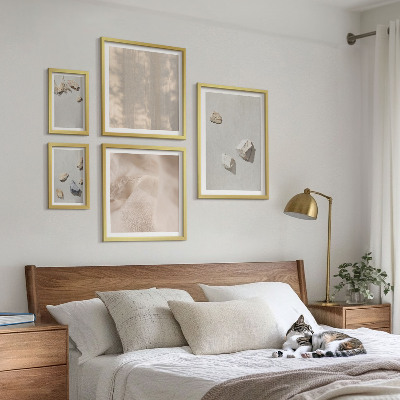 Paveikslų rinkinys miegamajam Boho akmenų paplūdimio dekoracijos