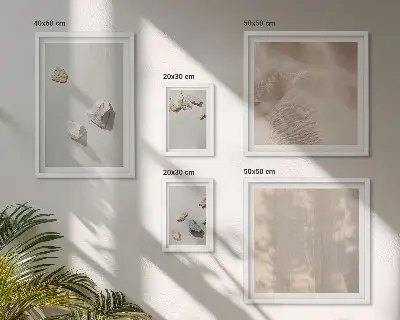 Paveikslų rinkinys miegamajam boho stiliaus akmenų ir paplūdimio dekoracijos