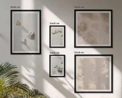 Paveikslų rinkinys miegamajam boho stiliaus akmenų ir paplūdimio dekoracijos
