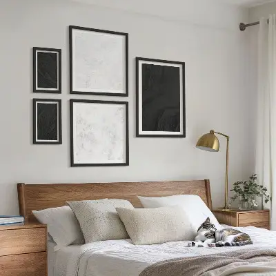 5 paveikslų rinkinys su rėmais tamsūs ir šviesūs žavingi rutuliukai