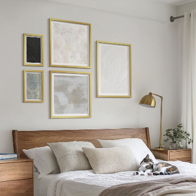 Paveikslų rinkinys miegamajam Elegantiškų akmeninių konstrukcijų spalvos