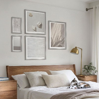 5 paveikslų rinkinys su rėmais Subtilūs bohemiški gamtos tekstūros elementai