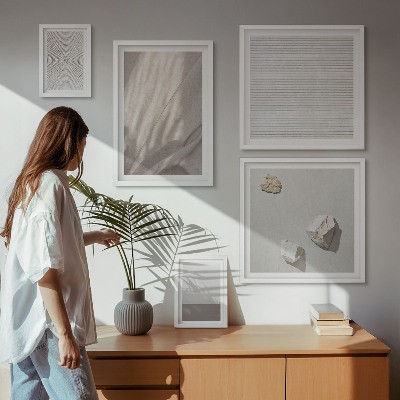 5 paveikslų rinkinys su rėmais Subtilūs bohemiški gamtos tekstūros elementai