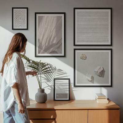 5 paveikslų rinkinys su rėmais Subtilūs bohemiški gamtos tekstūros elementai