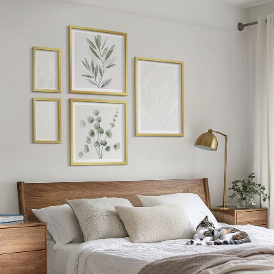 Paveikslų rinkinys miegamajam Elegantiška marmuro šakelės struktūra