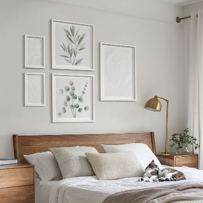 Paveikslų rinkinys miegamajam Elegantiška marmuro šakelės struktūra