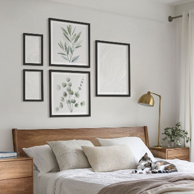 Paveikslų rinkinys miegamajam Elegantiška marmuro šakelės struktūra