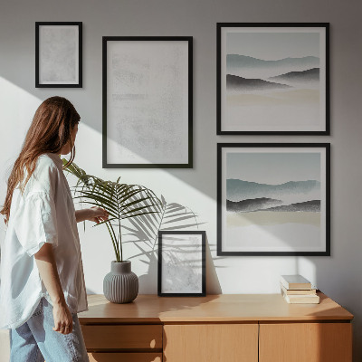 5 paveikslų rinkinys su rėmais Baltos dėmės abstraktus fonas