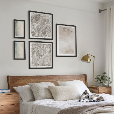5 paveikslų rinkinys su rėmais Subtilūs akvareliniai dažai