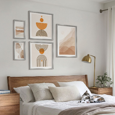 5 paveikslų rinkinys su rėmais Įvairių minimalizmo atspalvių struktūros