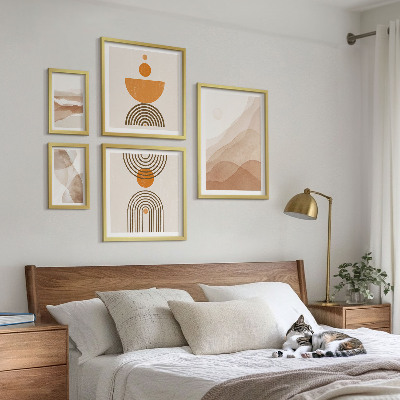 5 paveikslų rinkinys su rėmais Įvairių minimalizmo atspalvių struktūros